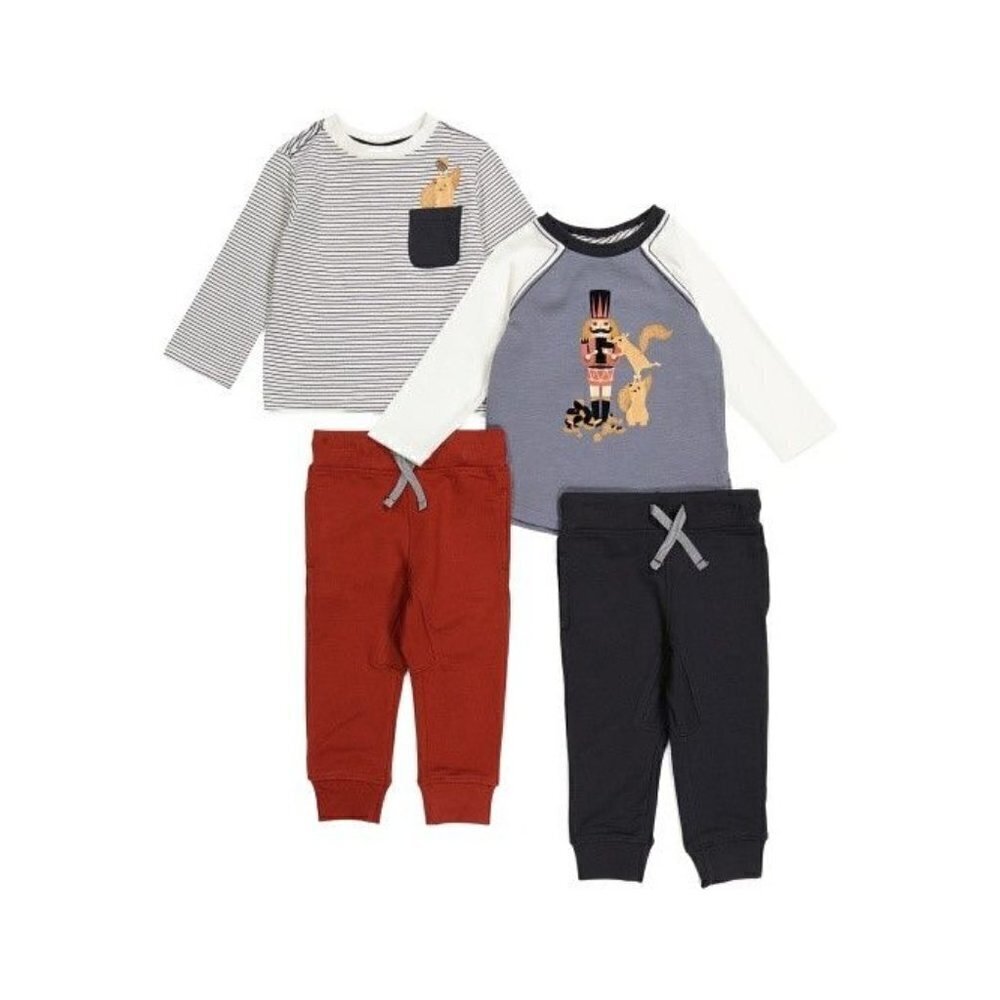 TOMMY BAHAMA Infant Boys 4pc Mix & Match Squirrel Jogger Set Navy/Red Size 24M